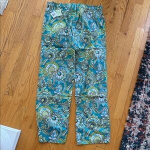 Vera Bradley Peacock Print Turquoise and Lime PJ Pants